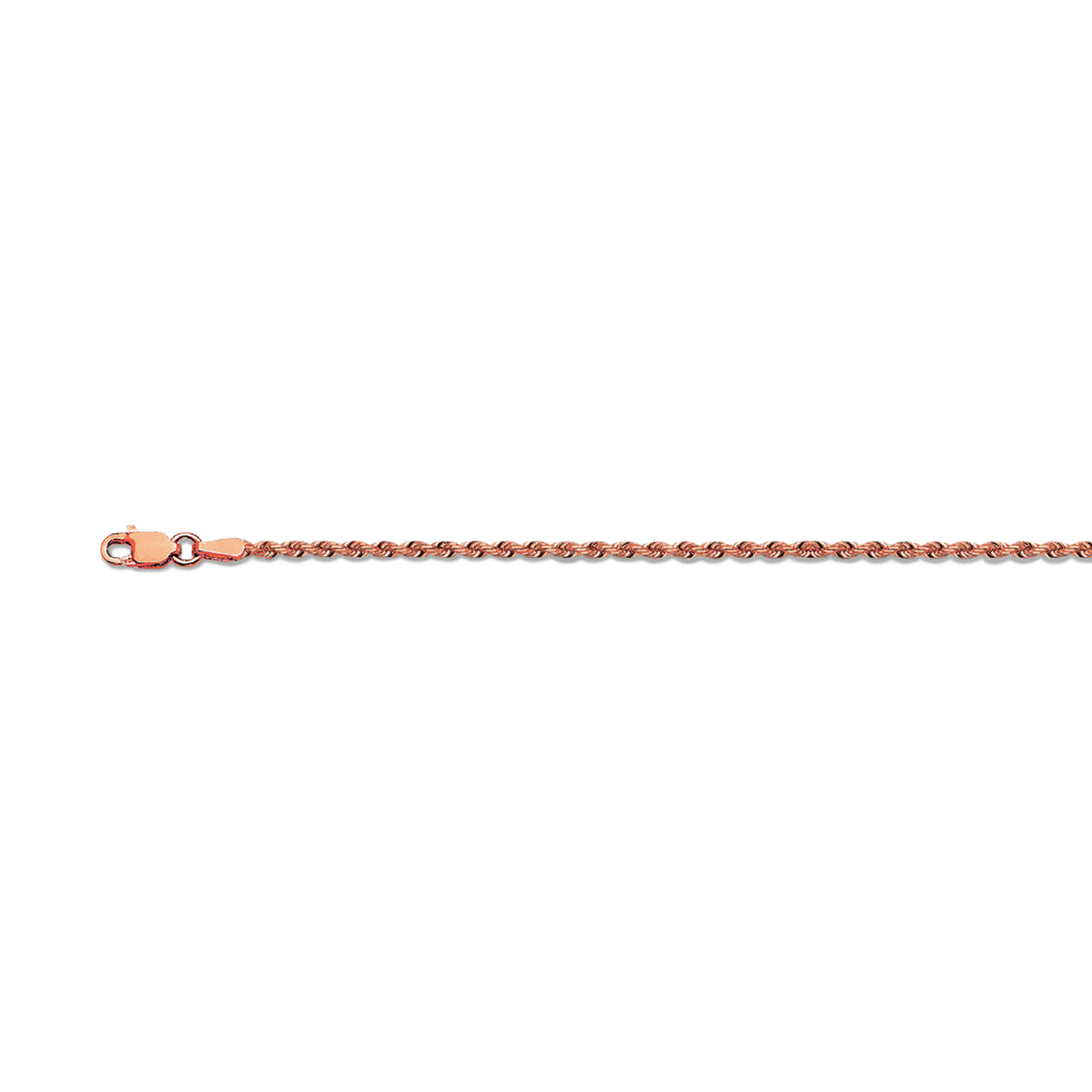 10K 2.5MM ROSE GOLD SOLID DC ROPE 26" CHAIN NECKLACE (AVAILABLE IN LENGTHS 7" - 30")