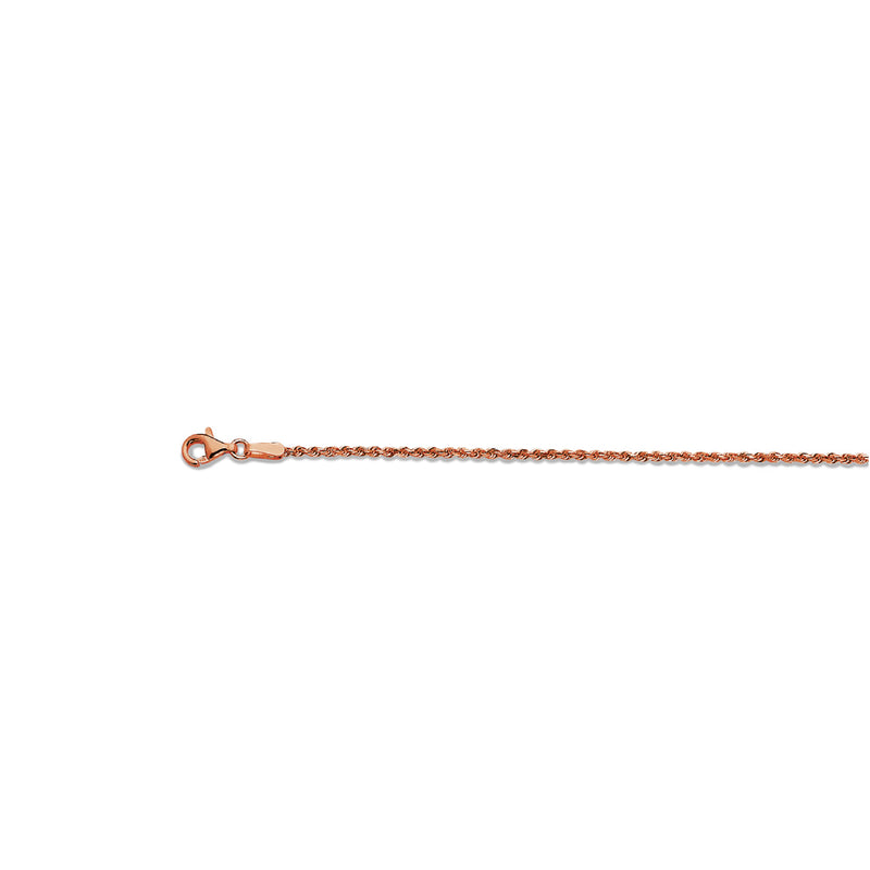 14K 1.5MM ROSE GOLD SOLID DC ROPE 20" CHAIN NECKLACE (AVAILABLE IN LENGTHS 7" - 30")