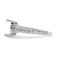14k White Gold .04ct. Diamond/7x5 Emerald-cut Gemstone Ring Mounting-Y2266