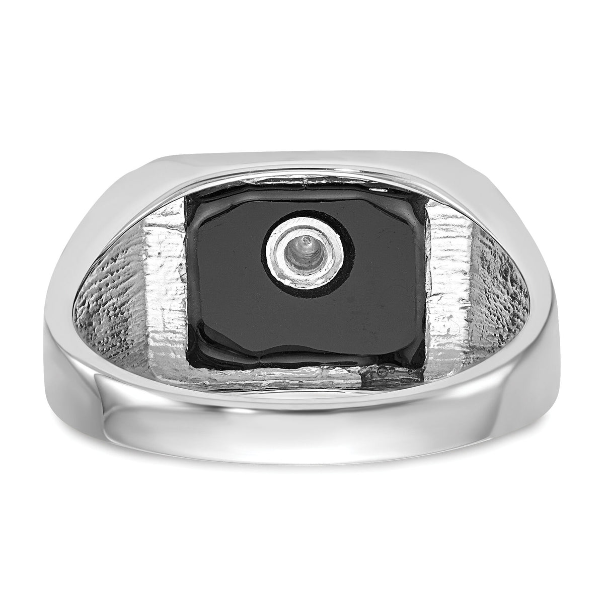 10kw Men's Polished & Textured w/ Black Enamel & Onyx Masonic Ring-1Y4108WM