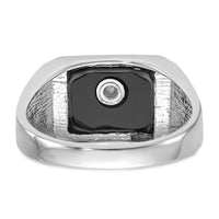 10kw Men's Polished & Textured w/ Black Enamel & Onyx Masonic Ring-1Y4108WM