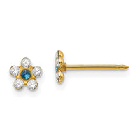 Inverness 14k Clear/Blue Crystal Flower Earrings-217E