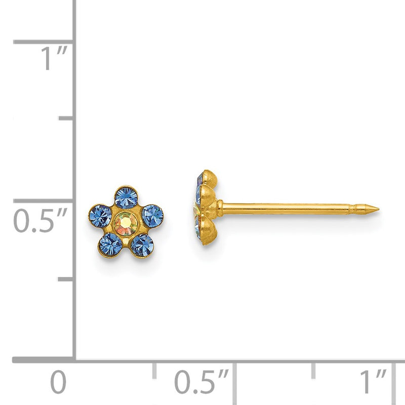 Inverness 14k Blue/Aurora Borealis Crystal Flower Earrings-222E