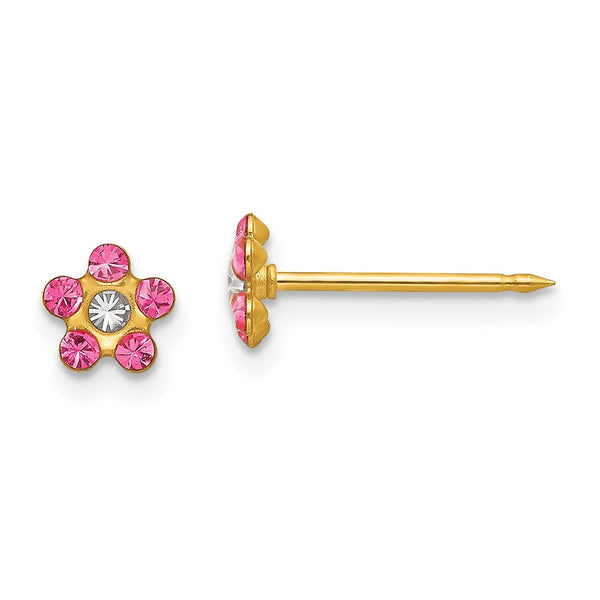 Inverness 14k Rose/Aurora Borealis Crystal Flower Earrings-223E