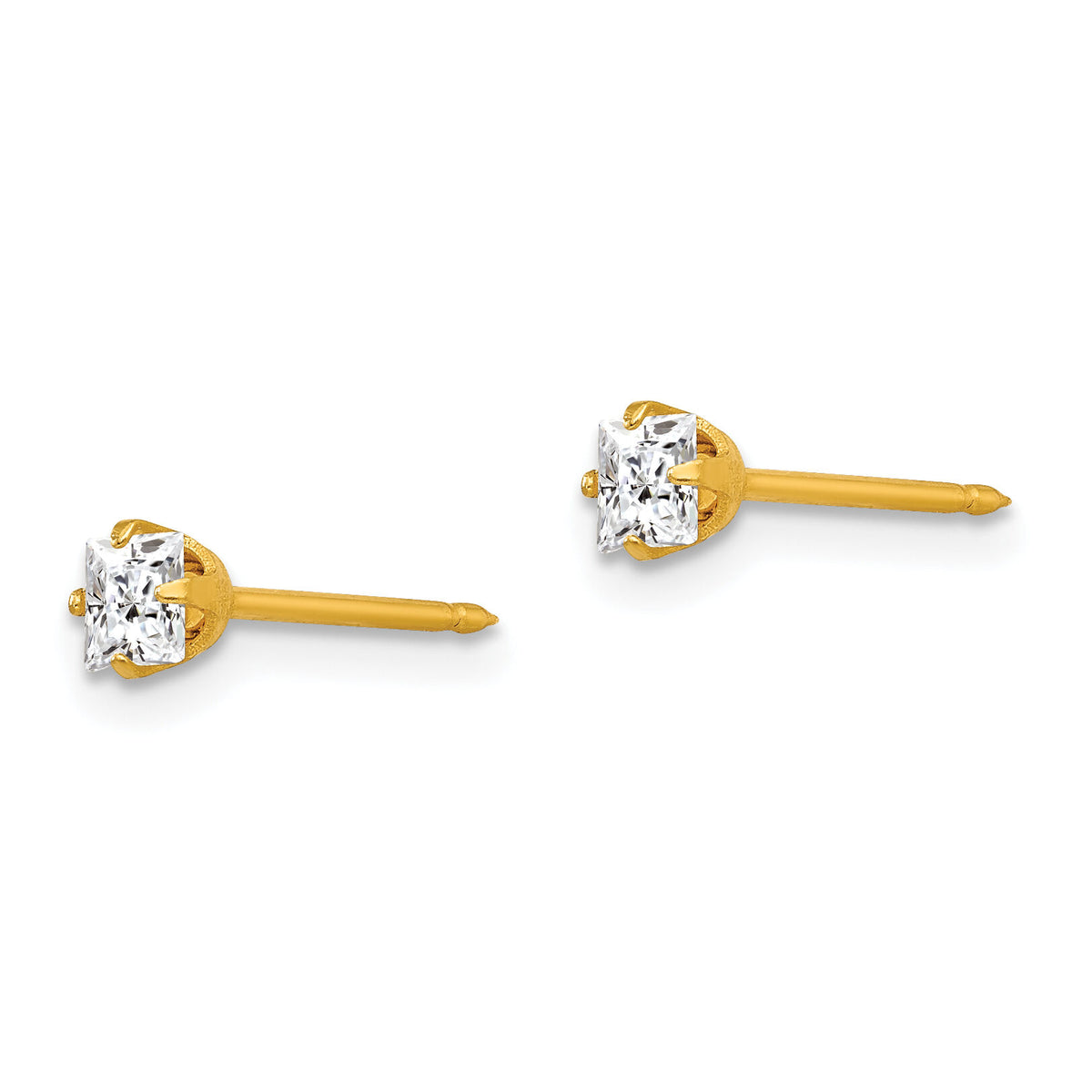 Inverness 18k 3mm Square CZ Earrings-251E