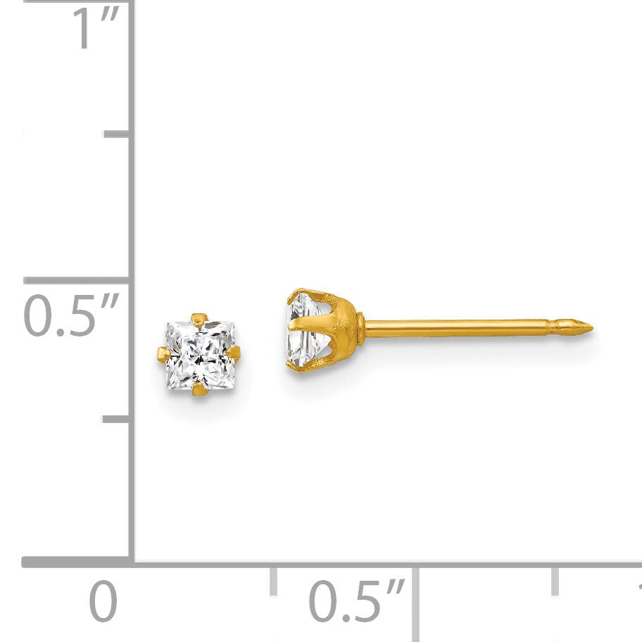 Inverness 18k 3mm Square CZ Earrings-251E