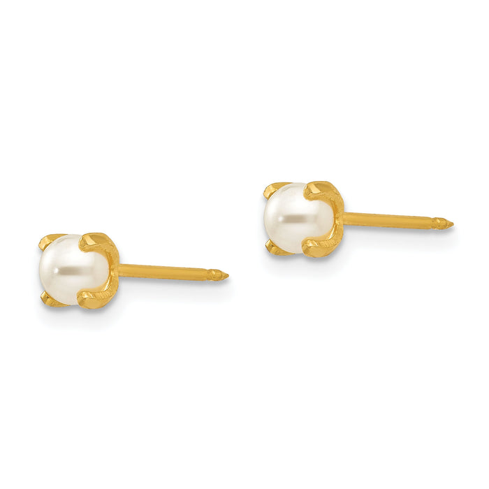 Inverness 18k 4mm Prong Simulated Pearl Earrings-252E