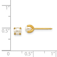 Inverness 18k 4mm Prong Simulated Pearl Earrings-252E