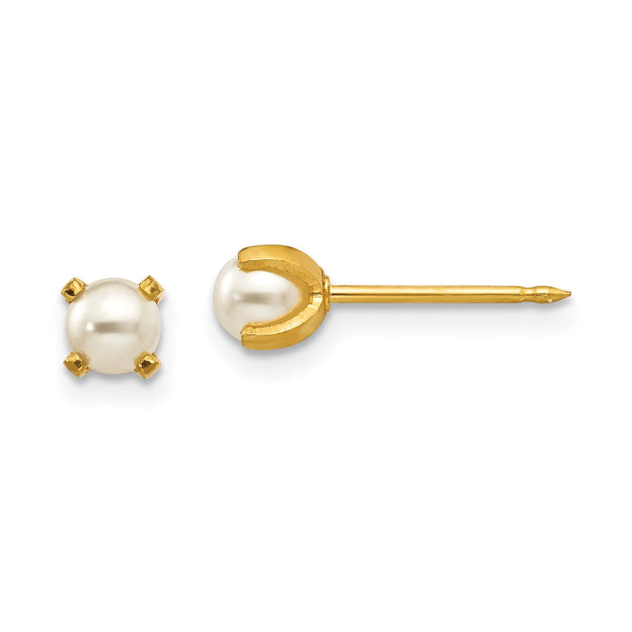 Inverness 18k 4mm Prong Simulated Pearl Earrings-252E