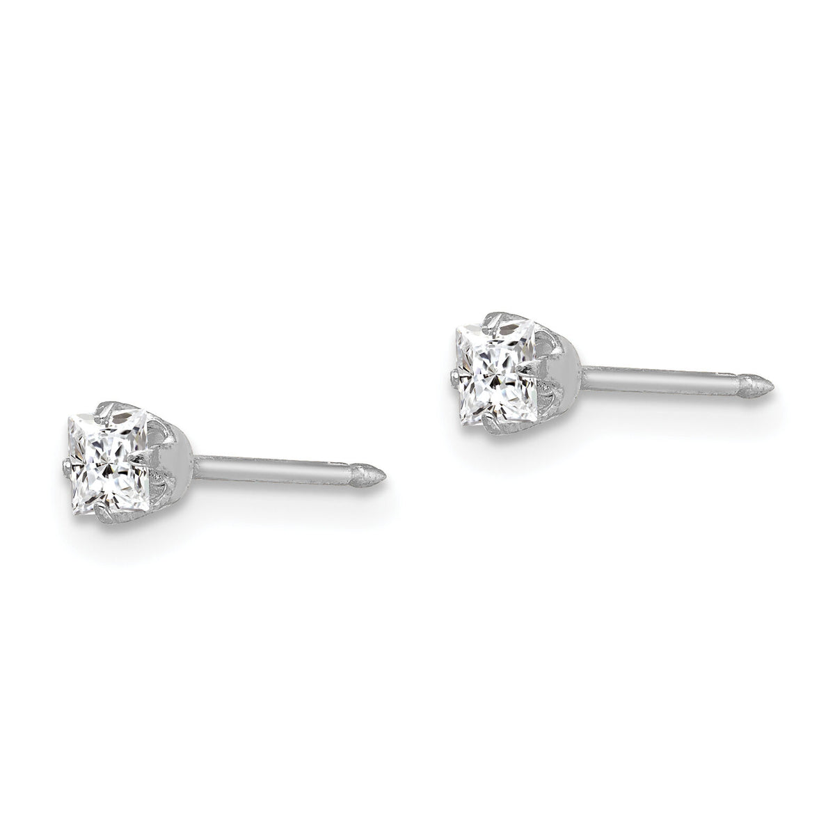 Inverness 18k White 3mm Square CZ Earrings-255E