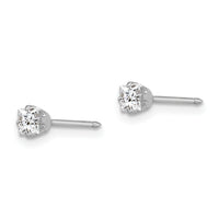 Inverness 18k White 3mm Square CZ Earrings-255E