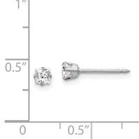 Inverness 18k White 3mm Square CZ Earrings-255E