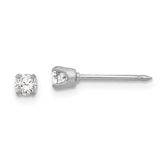 Inverness 18k White 3mm CZ Earrings-257E