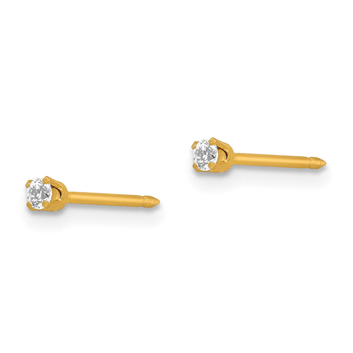 Inverness 18k 2mm CZ Post Earrings-258E