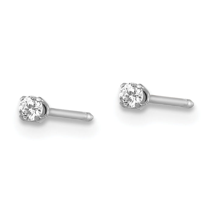 Inverness 18k White Gold 2mm CZ Earrings-259E