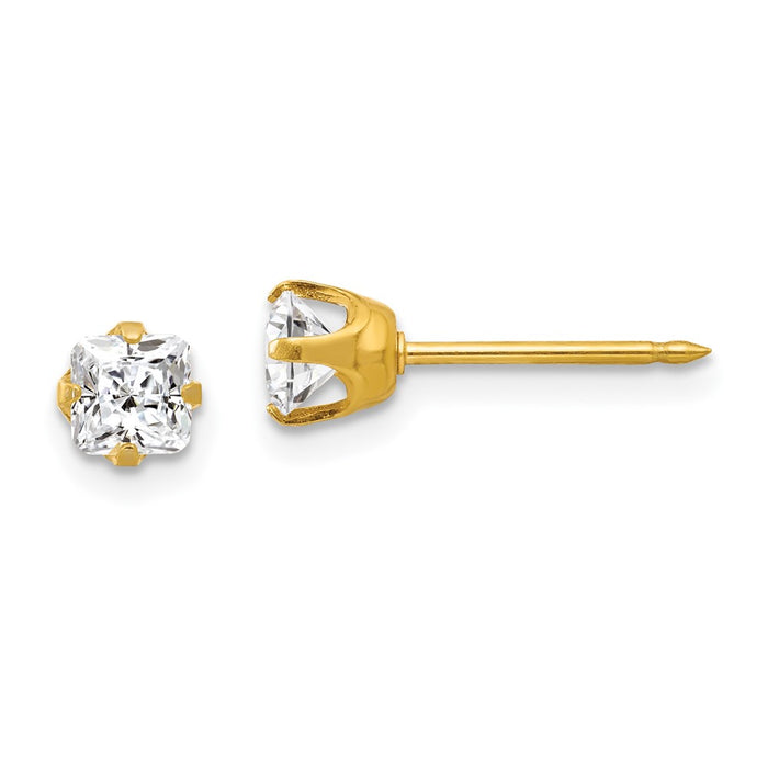 Inverness 14k 5mm Sq. Princess CZ Post Earrings-264E