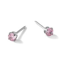 Inverness 14k White Gold 3mm Pink CZ Stud Short Post Earrings-273E-SP