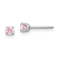 Inverness 14k White Gold 3mm Pink CZ Stud Short Post Earrings-273E-SP