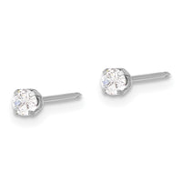 Inverness 14K White Gold 3mm CZ Long Post Earrings-285E