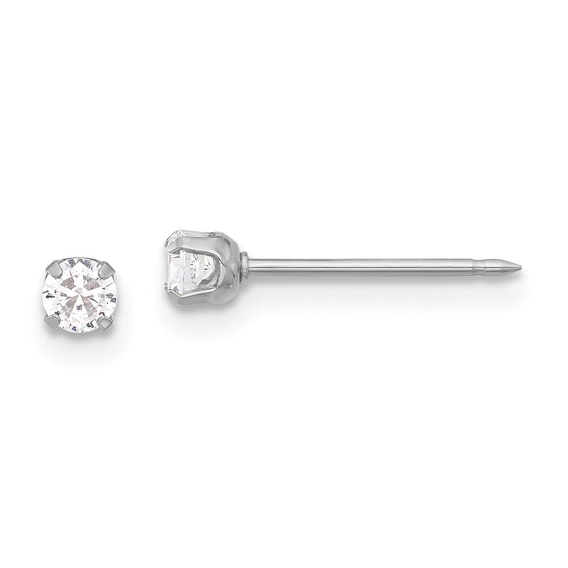 Inverness 14K White Gold 3mm CZ Long Post Earrings-285E