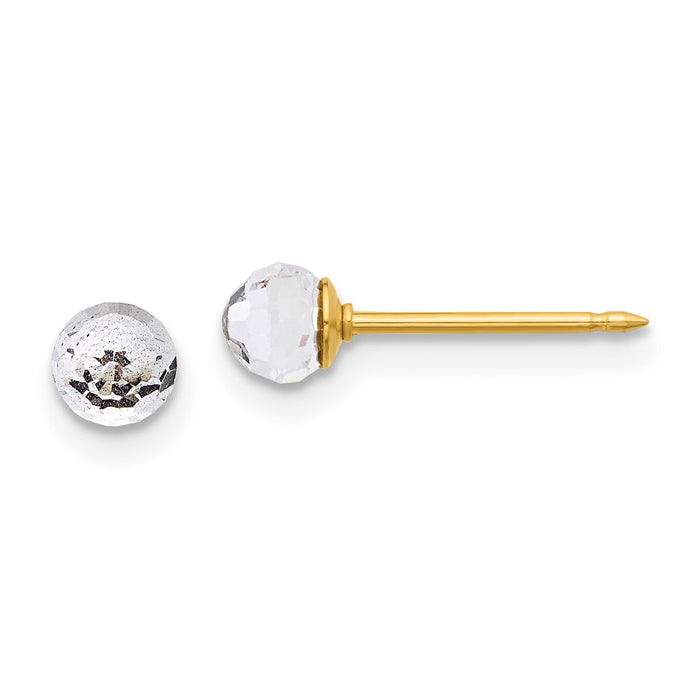 Inverness 14K Polished 4mm Crystal Faceted Ball Post Earrings-302E