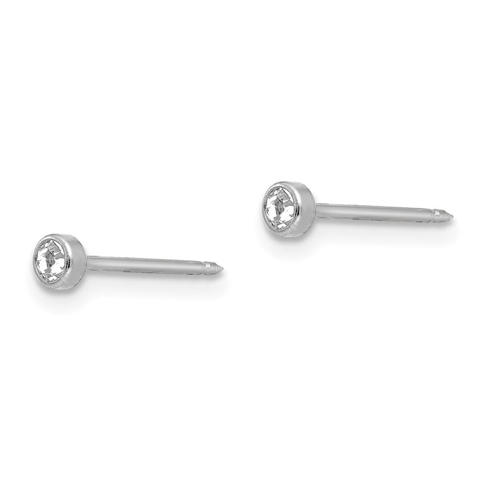 Inverness 14k White 3mm Crystal Bezel Earrings-334E