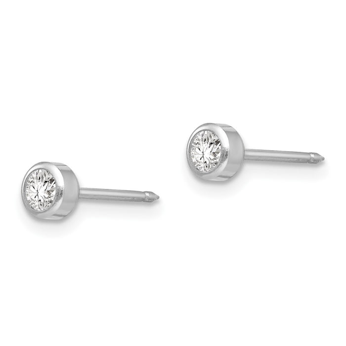 Inverness 14k White Gold 4mm April Crystal Bezel Earrings-454E