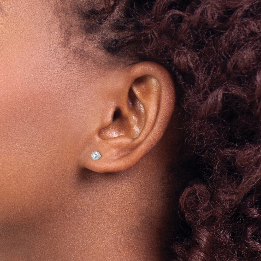 Inverness 14k White Gold 4mm April Crystal Bezel Earrings-454E