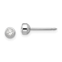 Inverness 14k White Gold 4mm April Crystal Bezel Earrings-454E