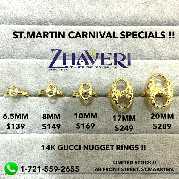 ST. MARTIN CARNIVAL SPECIALS!! 14K GUCCI NUGGET RINGS!!
