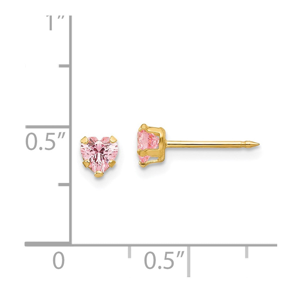 Inverness 14k 4mm Pink Heart CZ Earrings-471E