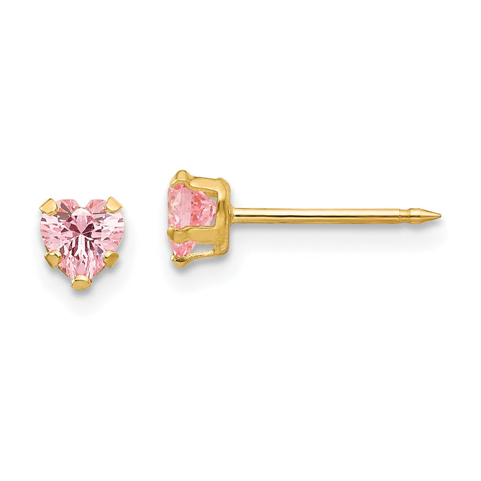 Inverness 14k 4mm Pink Heart CZ Earrings-471E