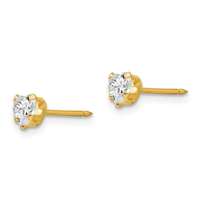 Inverness 14k 4mm Clear Heart CZ Earrings-472E