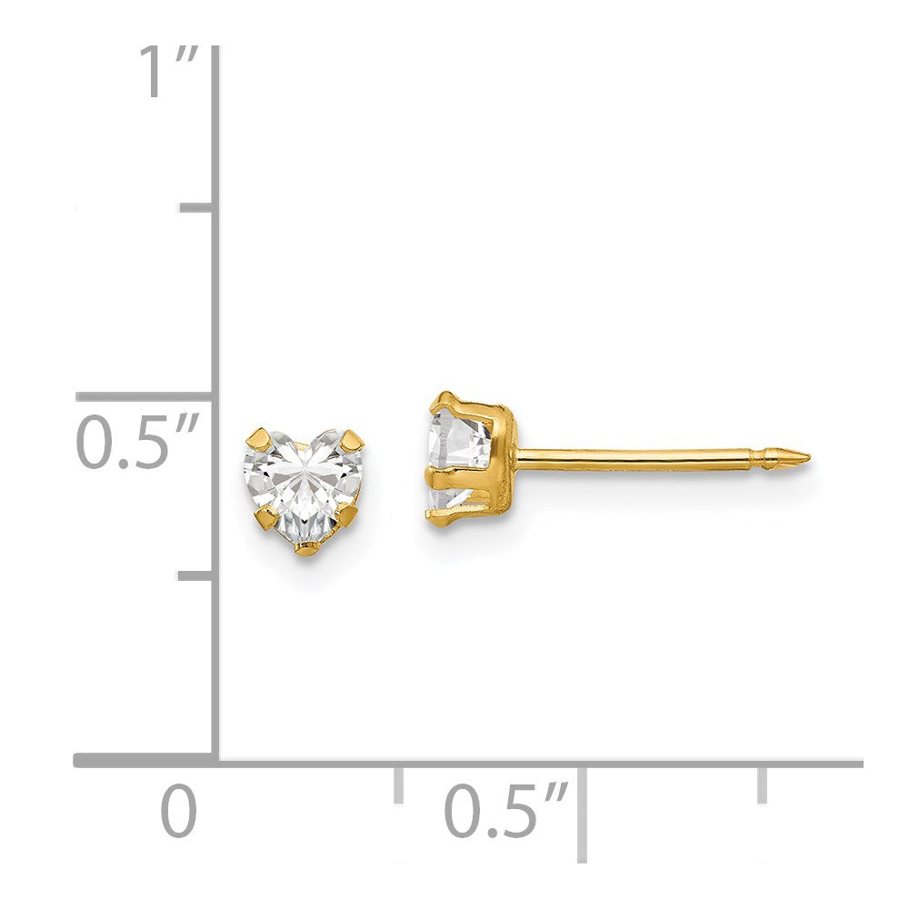 Inverness 14k 4mm Clear Heart CZ Earrings-472E