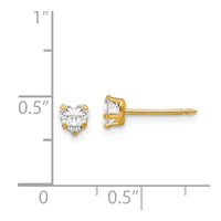 Inverness 14k 4mm Clear Heart CZ Earrings-472E