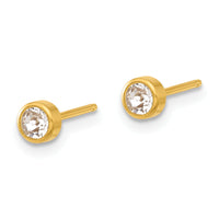 Inverness 14K Polished 4mm Crystal Bezel Post Earrings-5E