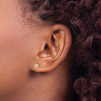 Inverness 14K Polished 4mm Crystal Bezel Post Earrings-5E