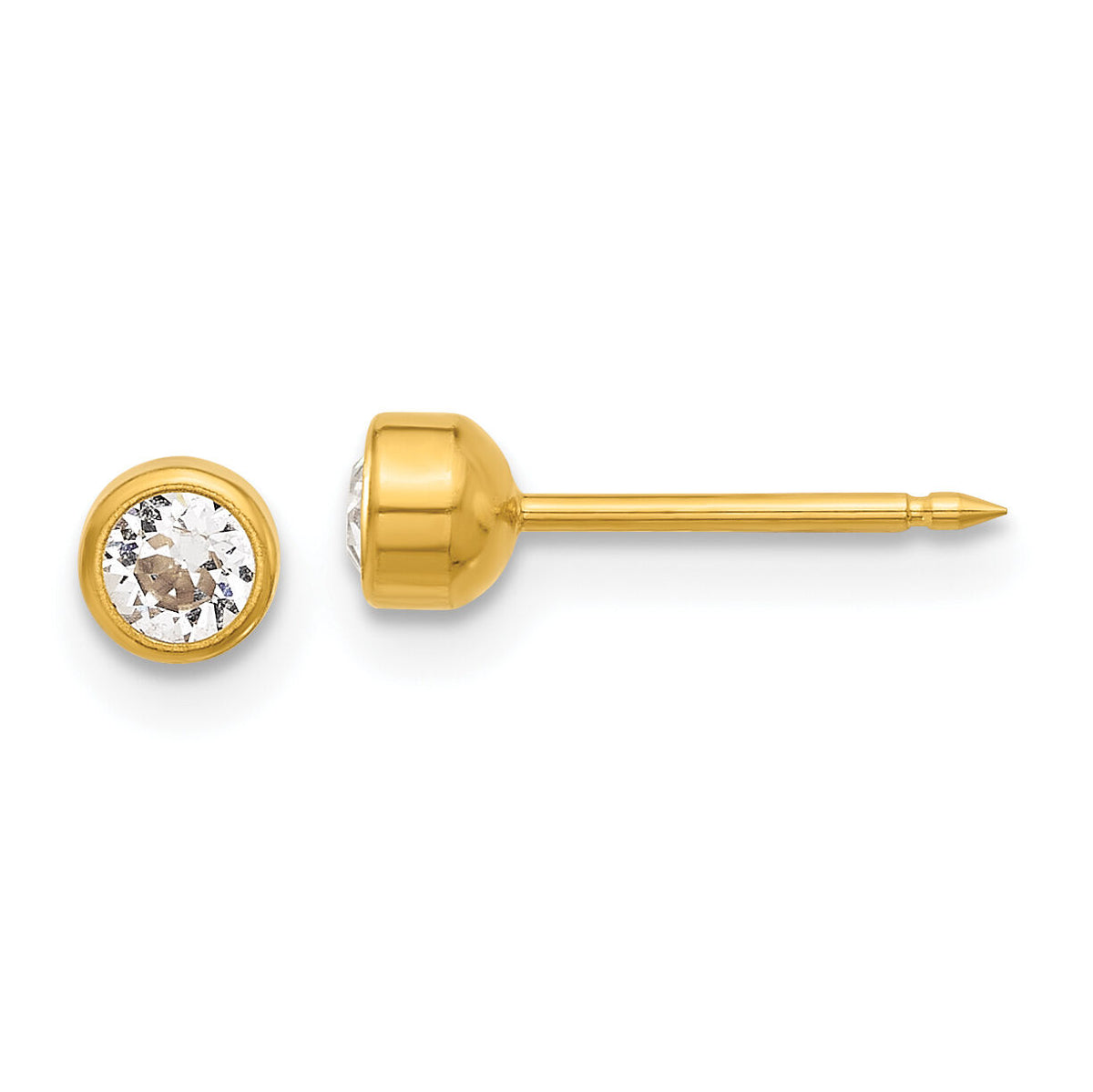 Inverness 14K Polished 4mm Crystal Bezel Post Earrings-5E