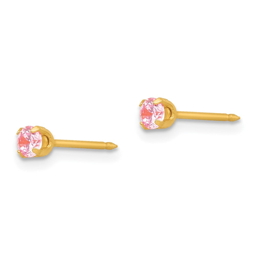 Inverness 14k 3mm Pink CZ Post Earrings-65E