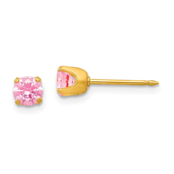 Inverness 14k 5mm Pink CZ Post Earrings-66E