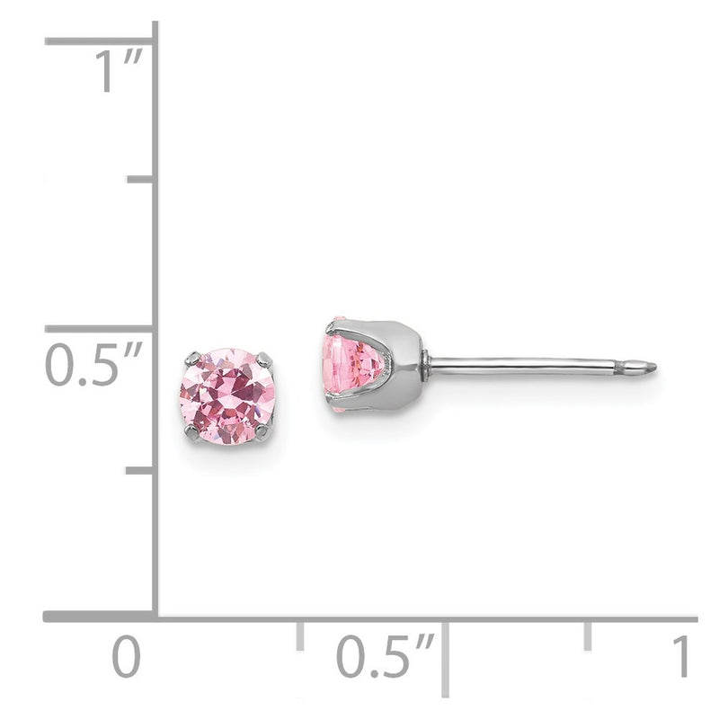 Inverness 14k White Gold 5mm Pink CZ Earrings-67E