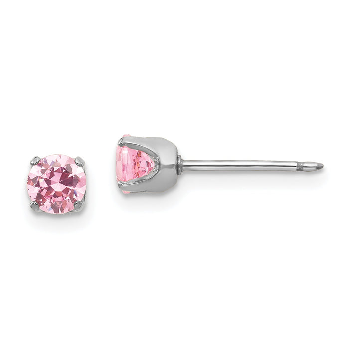 Inverness 14k White Gold 5mm Pink CZ Earrings-67E