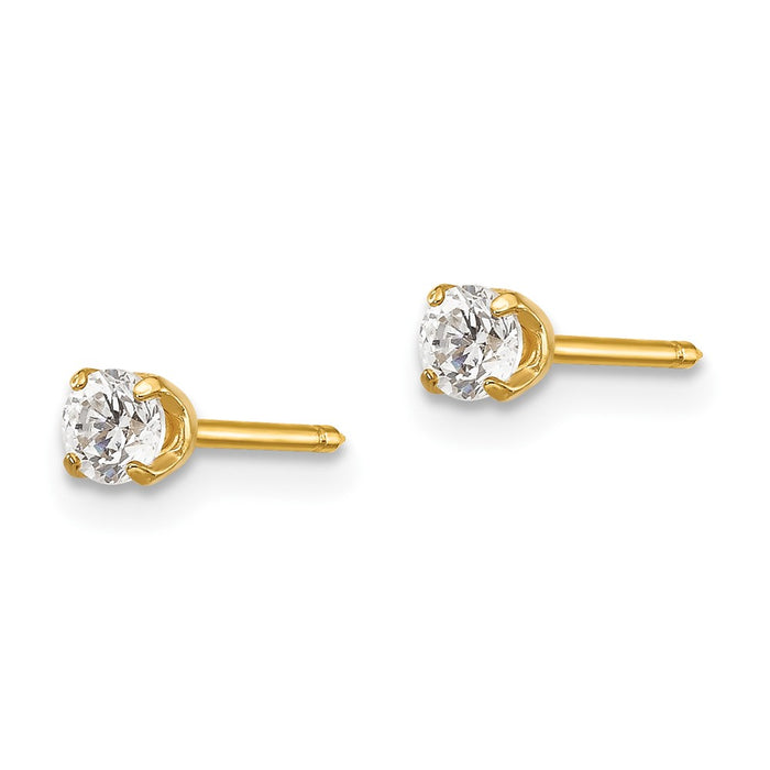 Inverness 14k 3mm CZ Long Post Earrings-68E