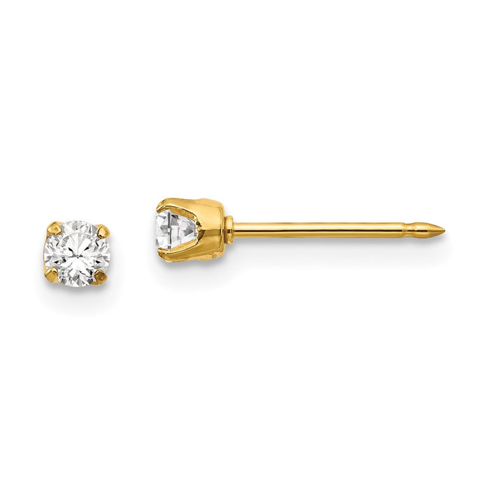 Inverness 14k 3mm CZ Long Post Earrings-68E