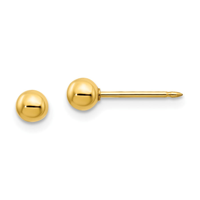 Inverness 14k 4mm Ball/Long Post Earrings-69E