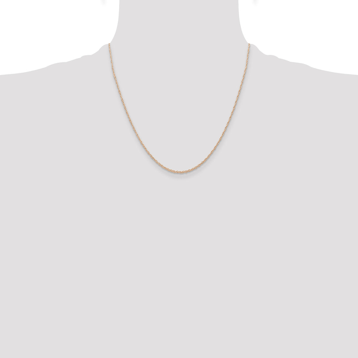 14k  Rose Gold .6 mm Carded Cable Rope Chain-6RR-20