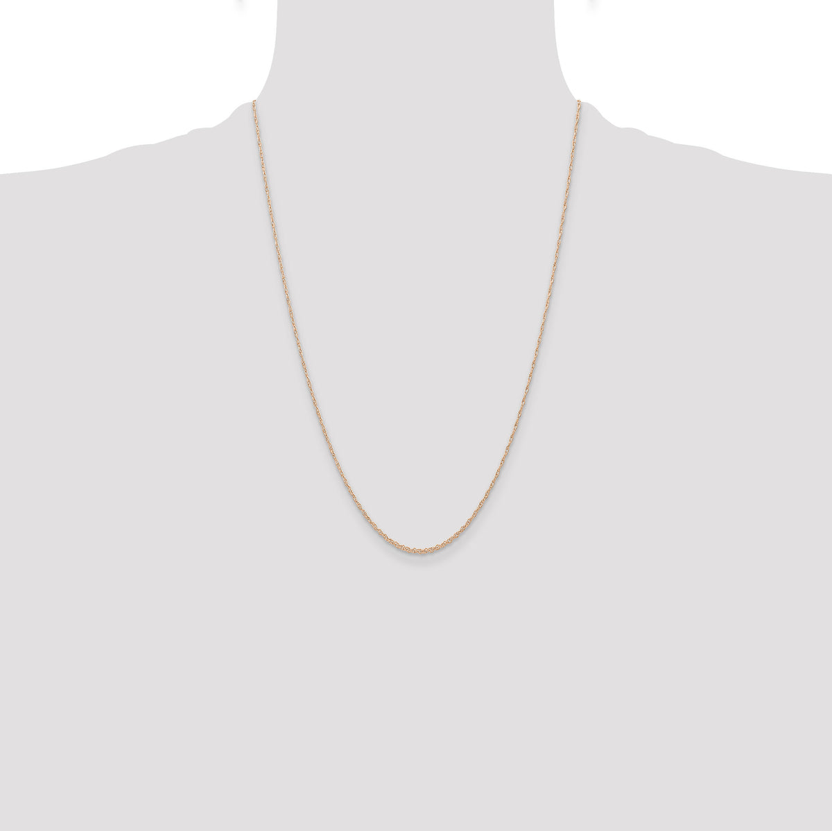 14k  Rose Gold .6 mm Carded Cable Rope Chain-6RR-24