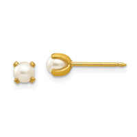 Inverness 14k 4mm Simulated Pearl Earrings-71E