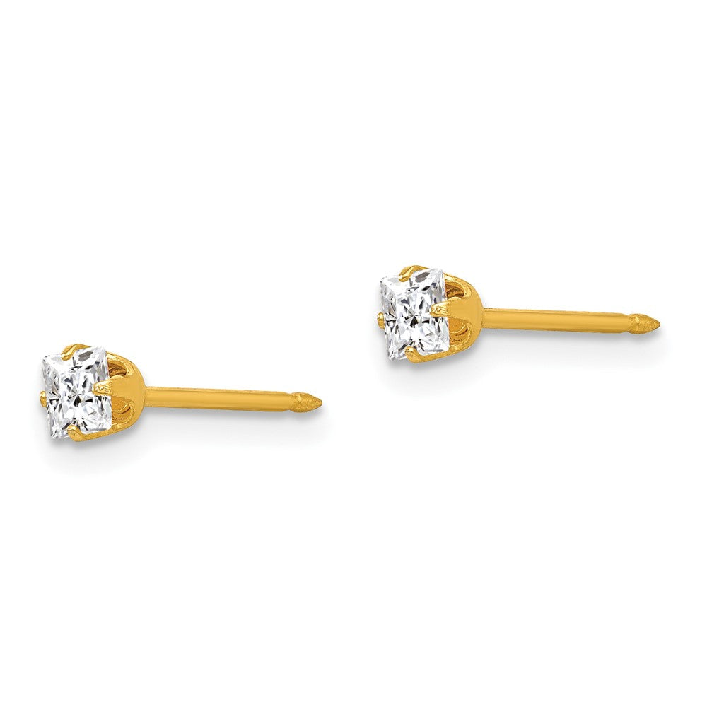 Inverness 14k 3mm Square CZ Post Earrings-73E