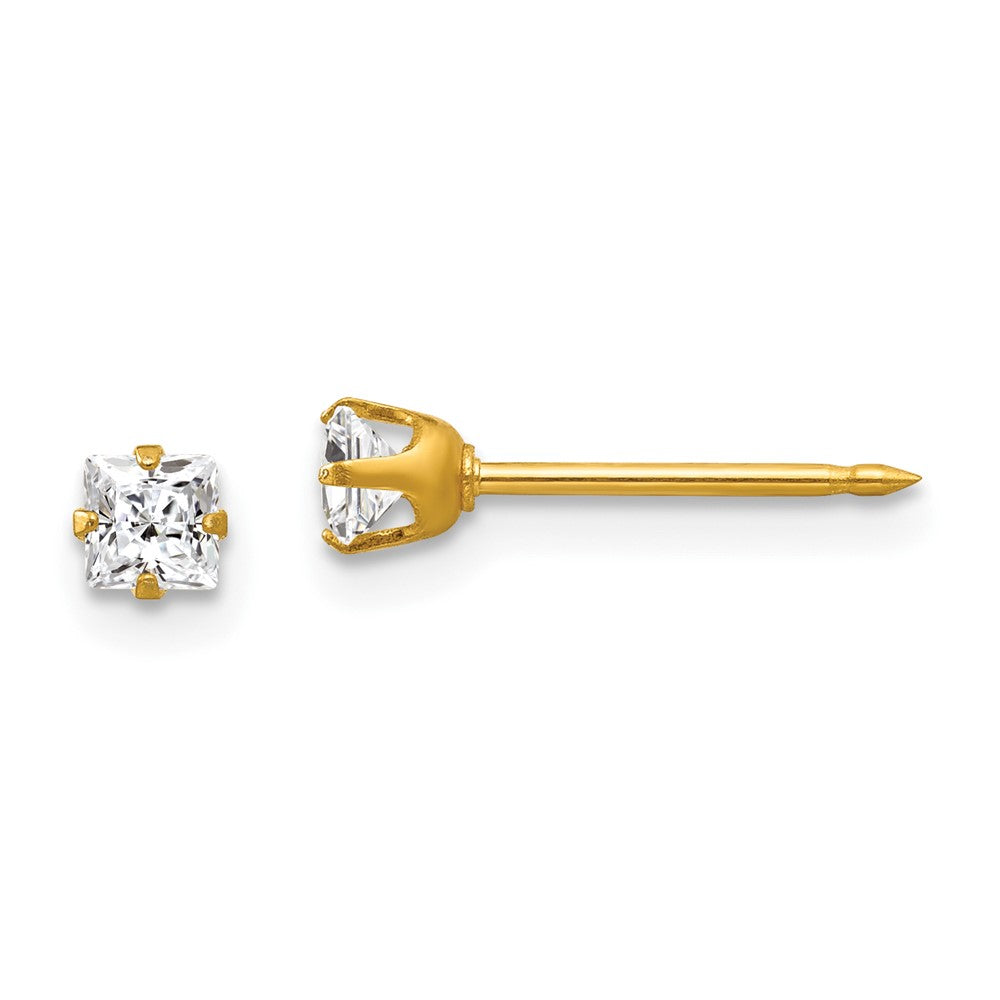 Inverness 14k 3mm Square CZ Post Earrings-73E